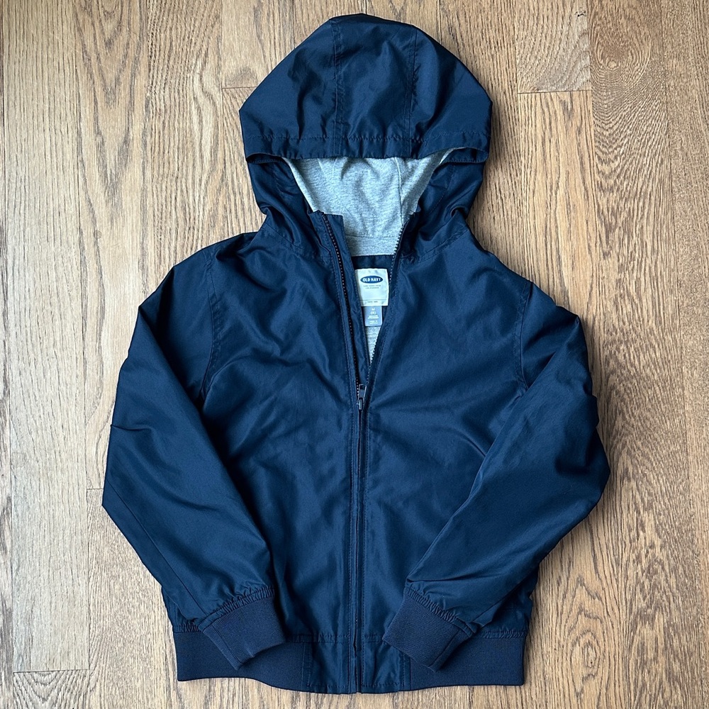 Old Navy Kids Navy Hooded Windbreaker Jacket – Size Medium